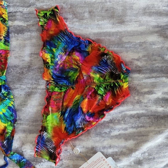 Luli fama mundo de colores full ruched bottom in size M and tassel back top M - Picture 8 of 10